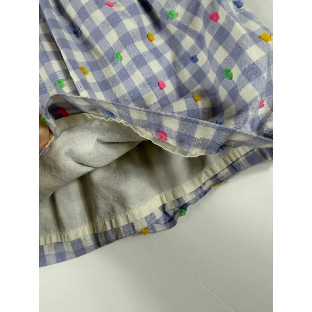 Gap Gingham Embroidered Swiss Dot Flutter Sleeve Top Size 3 Years